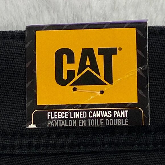 CAT Caterpillar Work Pants Mens 32 x 32 Black Canvas Fleece Lined Insulated - Picture 5 of 12